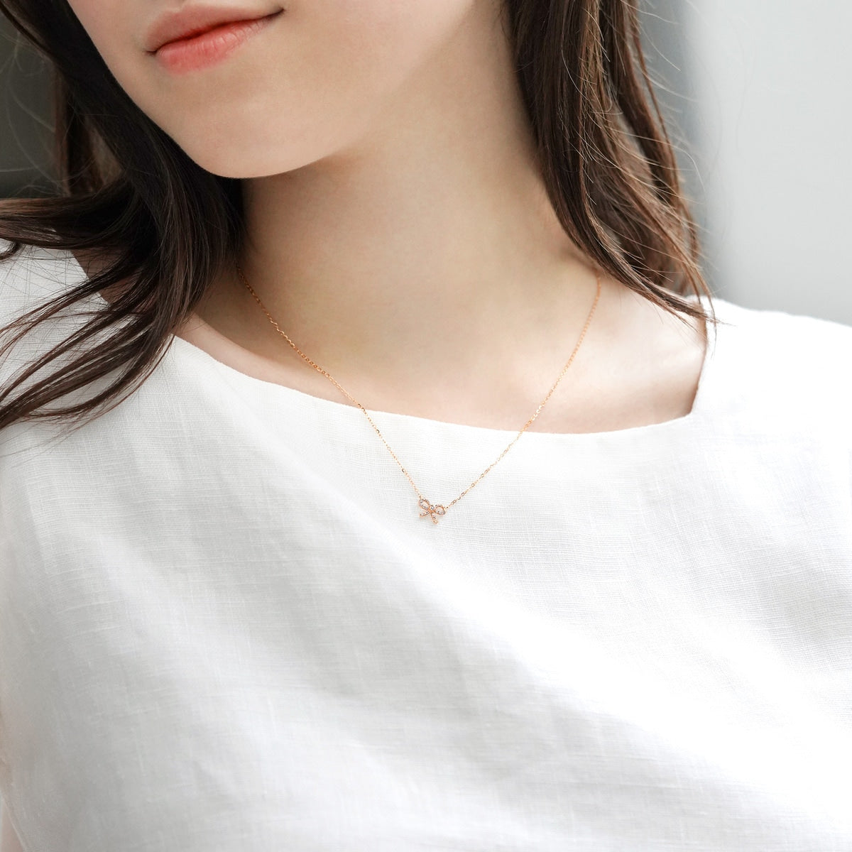 18K Rose Gold Diamond Necklace