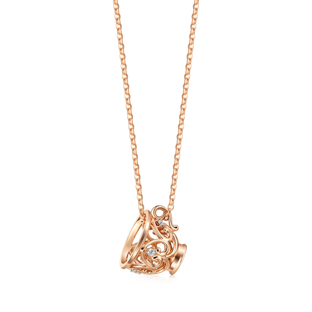 18K Rose Gold Diamond Necklace