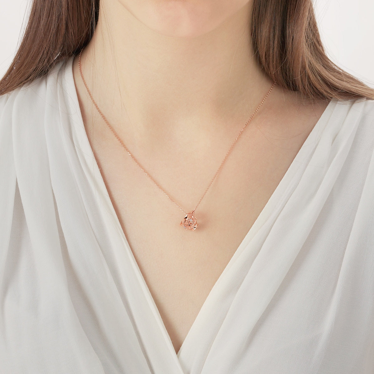 18K Rose Gold Diamond Necklace