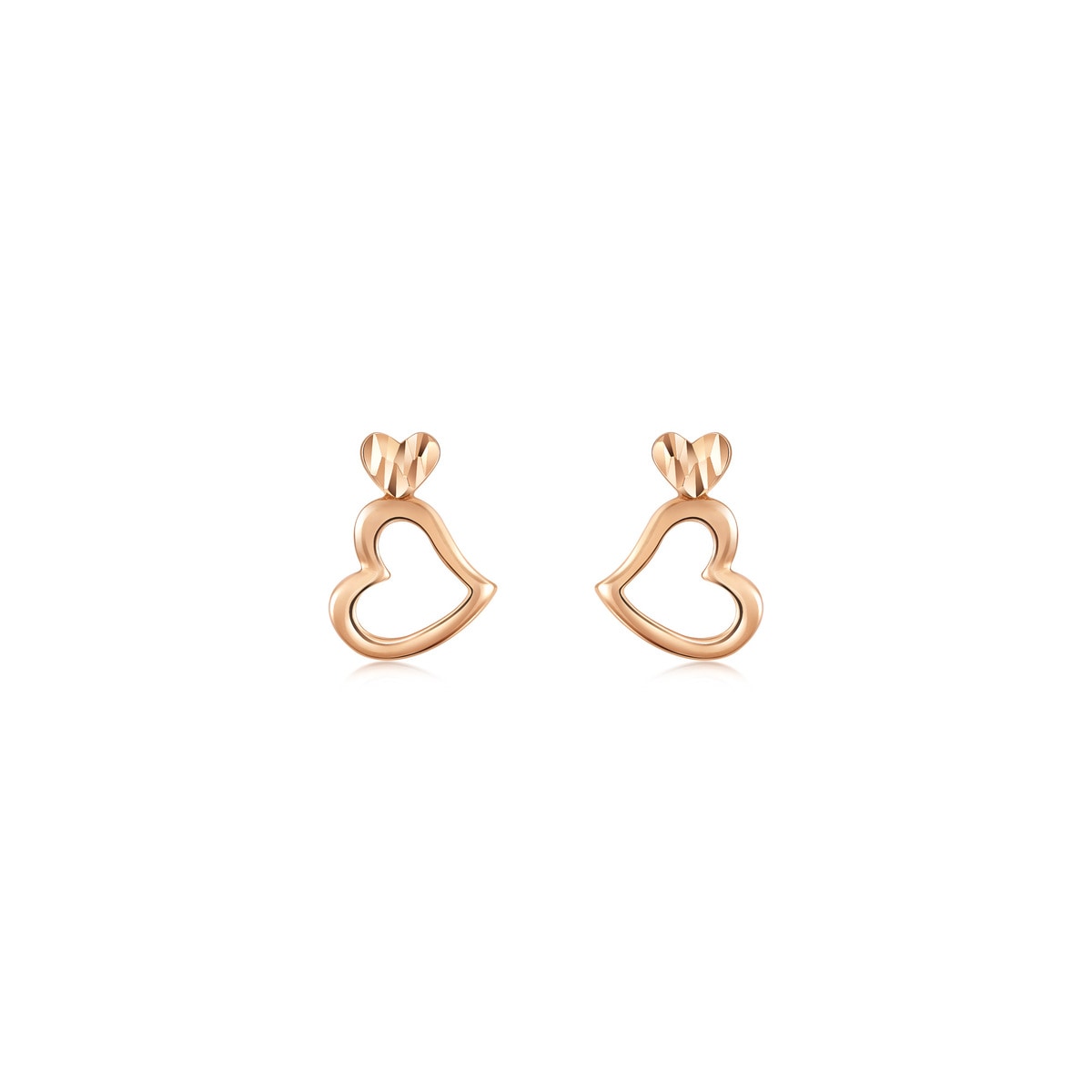 18K Rose Gold Heart Earrings