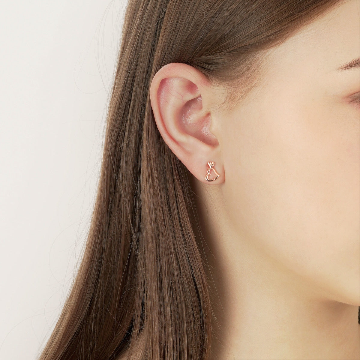 18K Rose Gold Heart Earrings