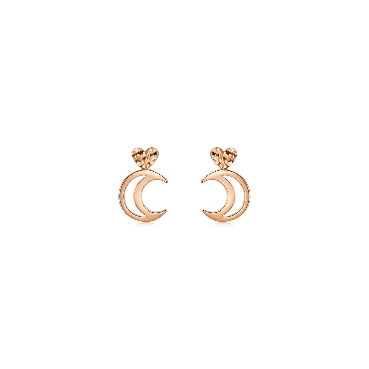 18K Rose Gold Moon Flash Earrings