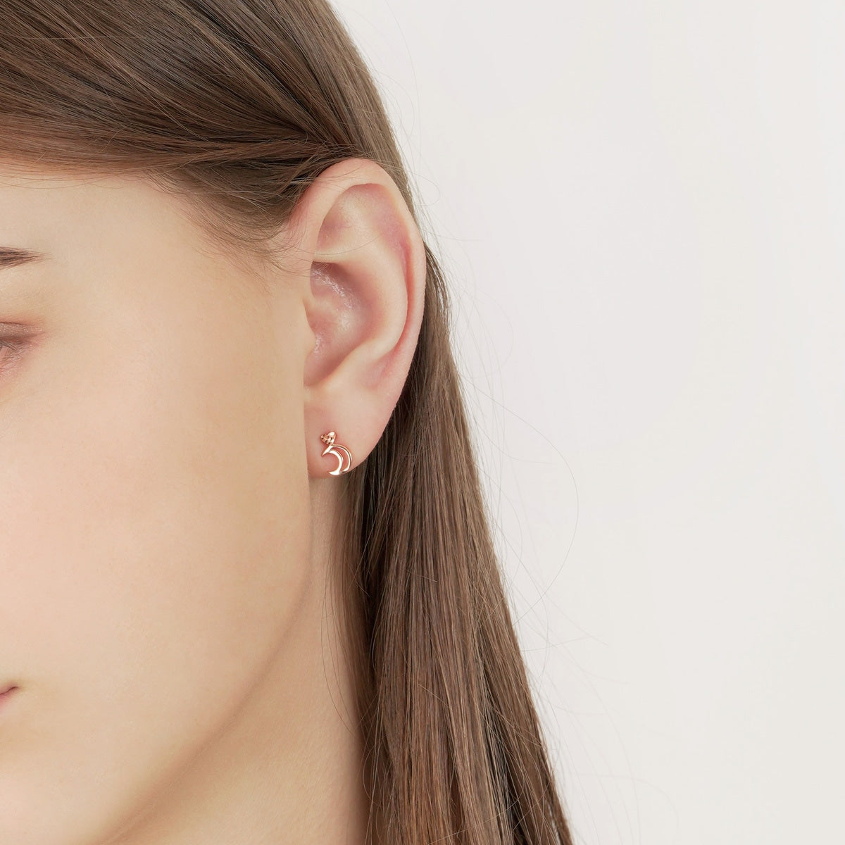 18K Rose Gold Moon Flash Earrings