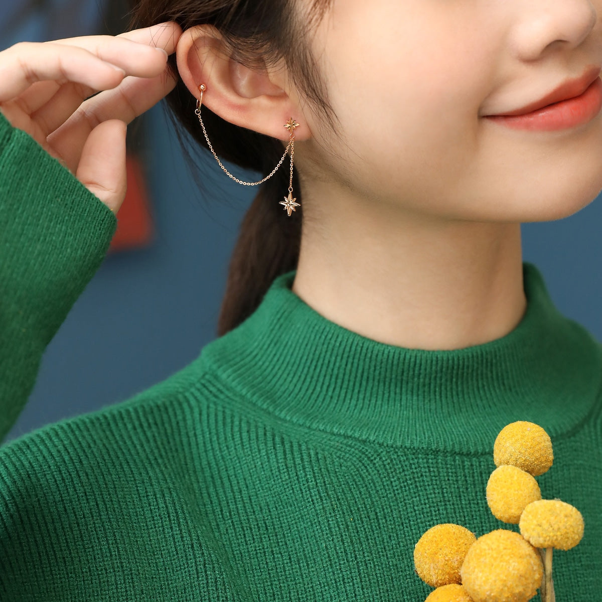 18K Rose Gold Single Earring