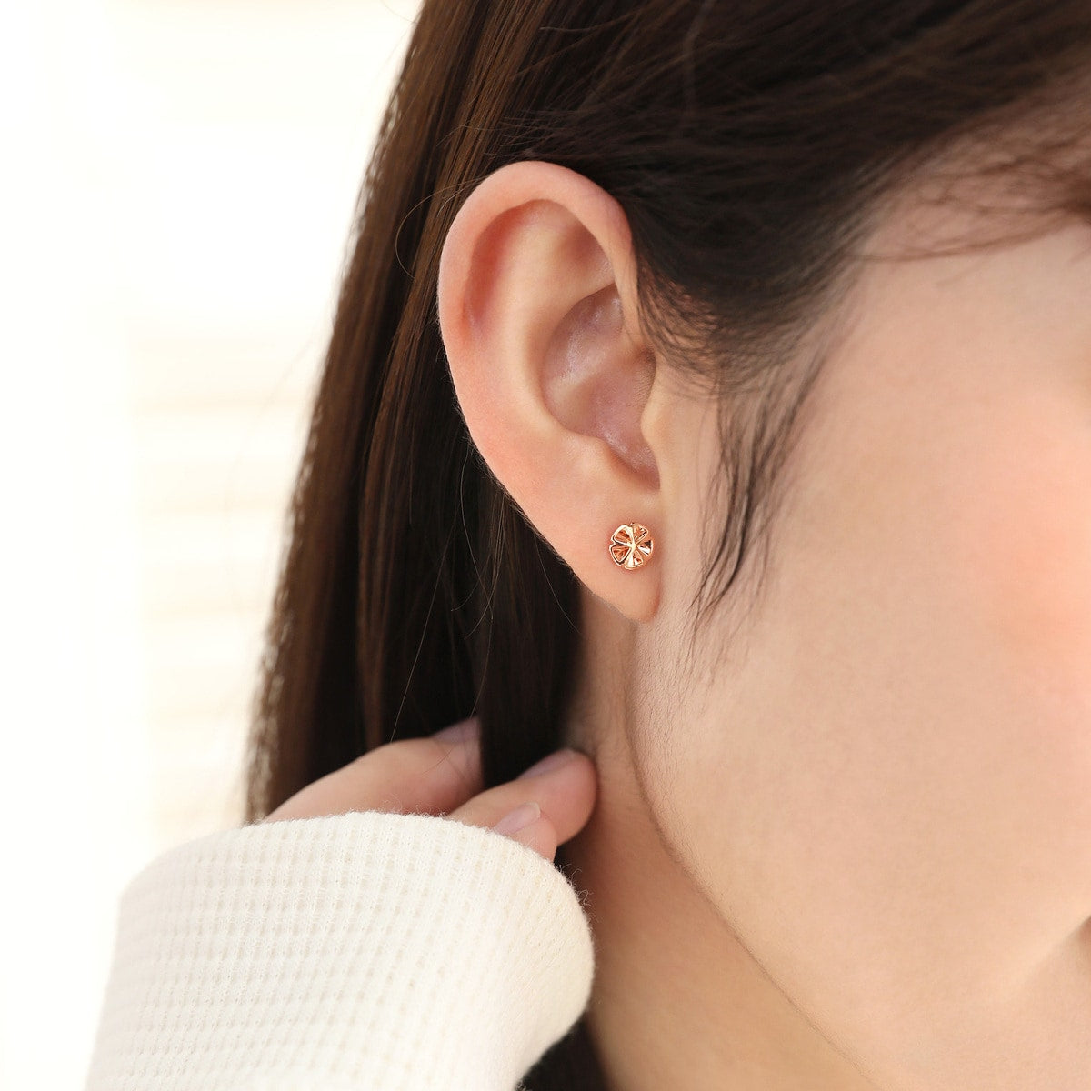 18K Rose Gold Flower Earrings