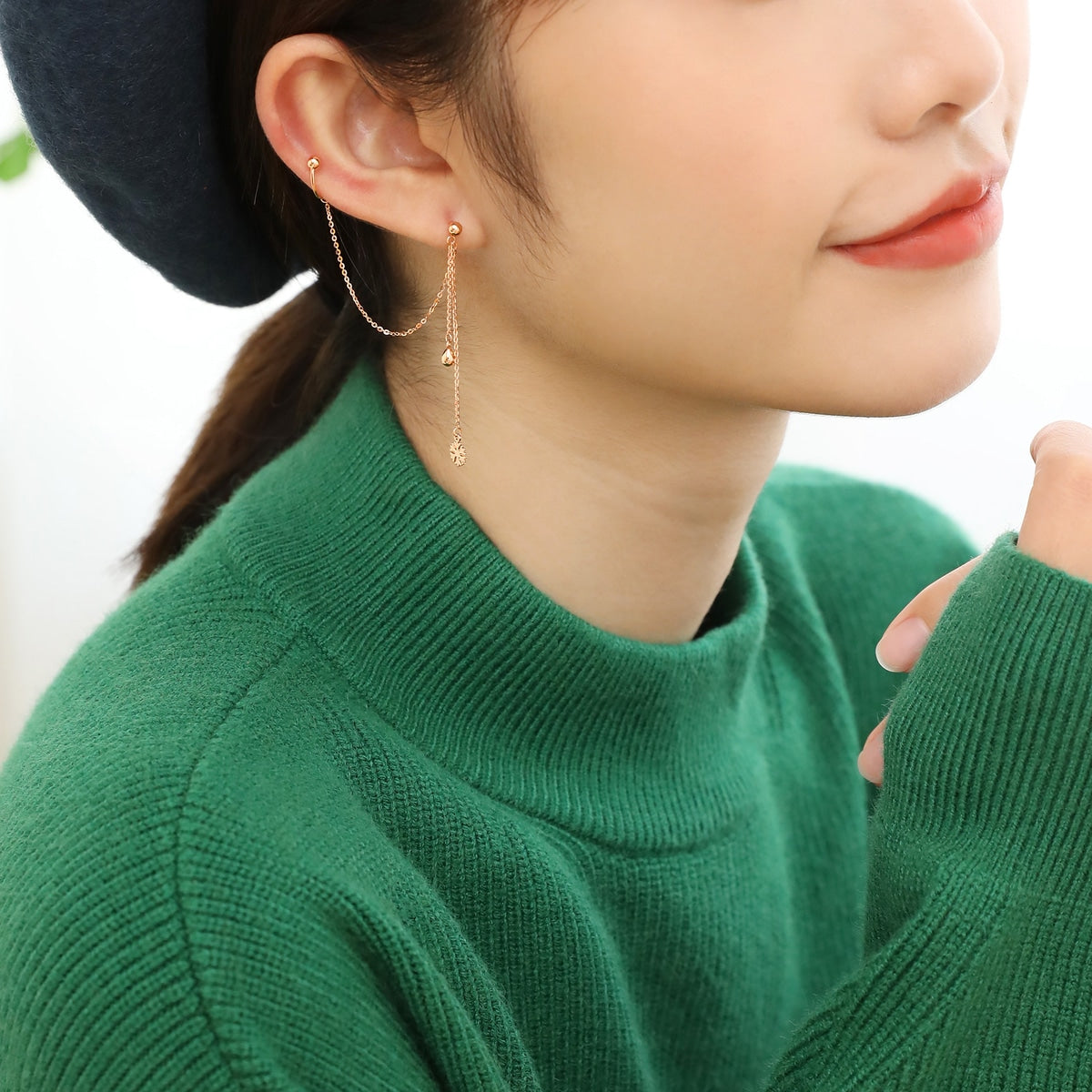 18K Gold (Red) Single Earring