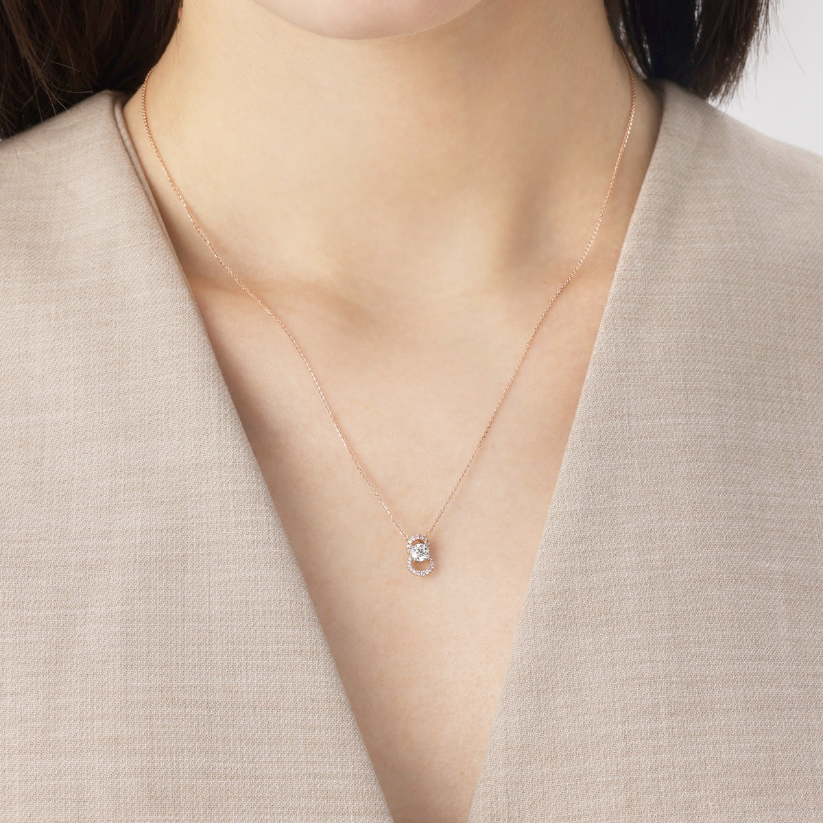 Love Knot' 18K White & Red Gold Diamond Necklace