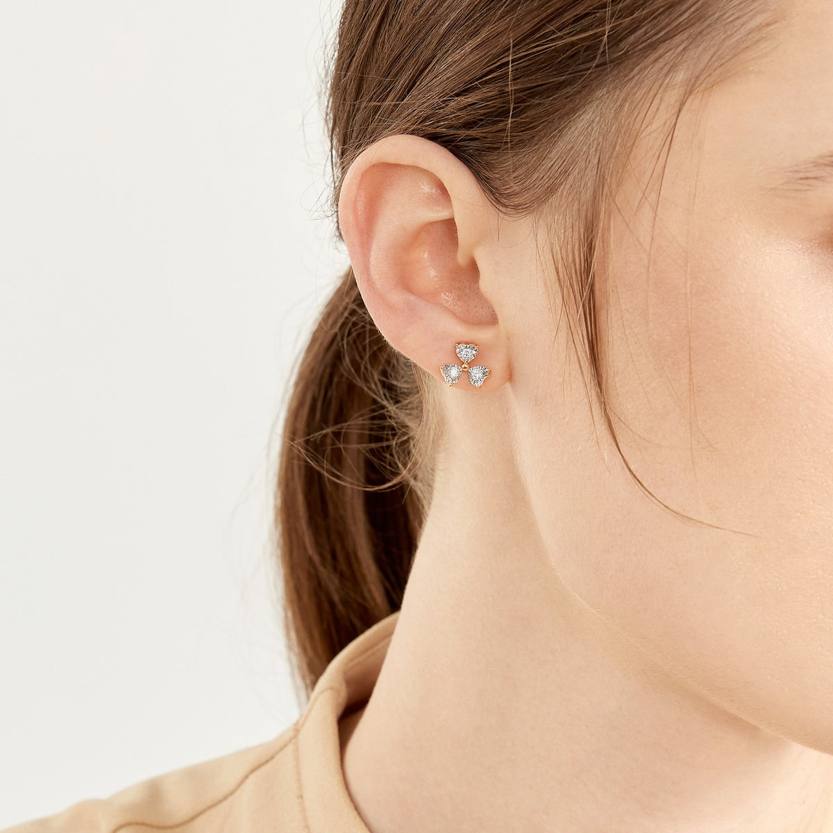 Fantasy' 18K Gold (Multi-coloured) Diamond Three-Leaf Clover Single Earring