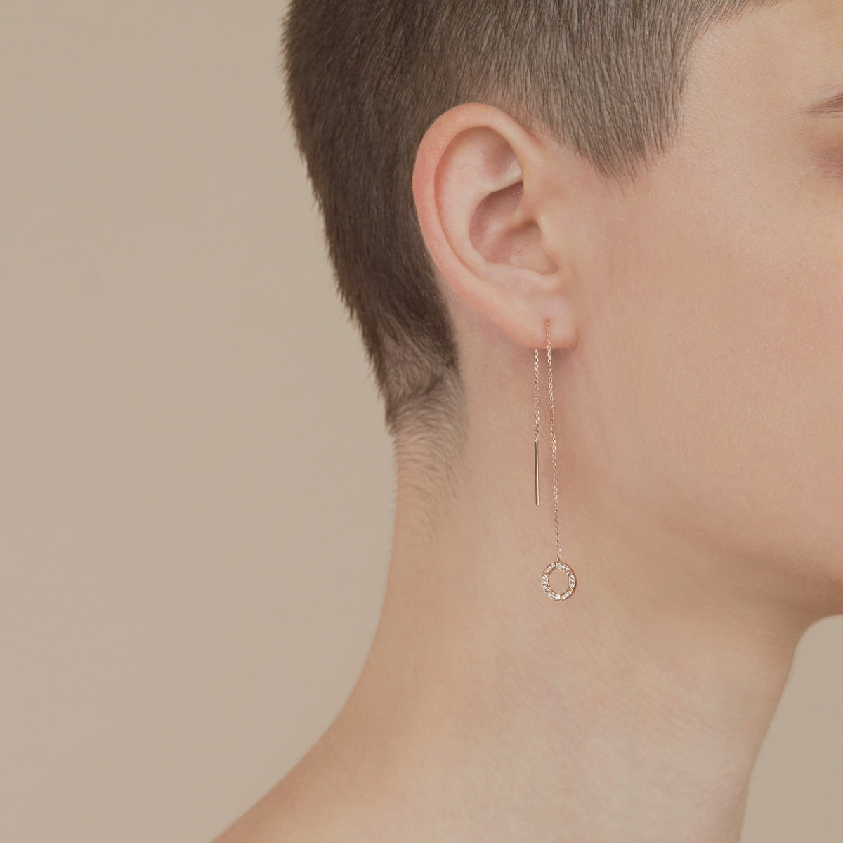 Timeless'18K Rose Gold Diamond Single Earring