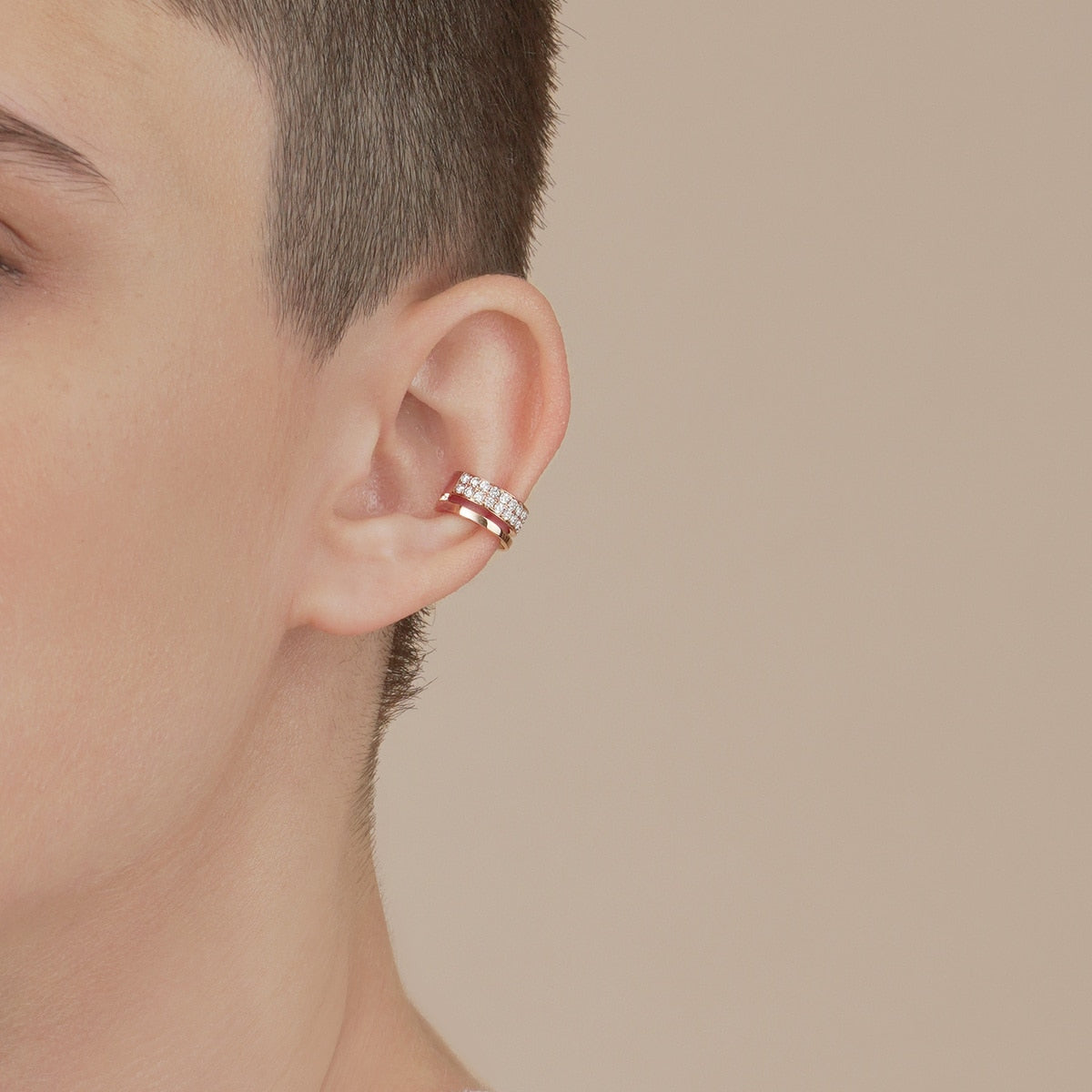 Timeless'18K Rose Gold Diamond Single Ear Cuff