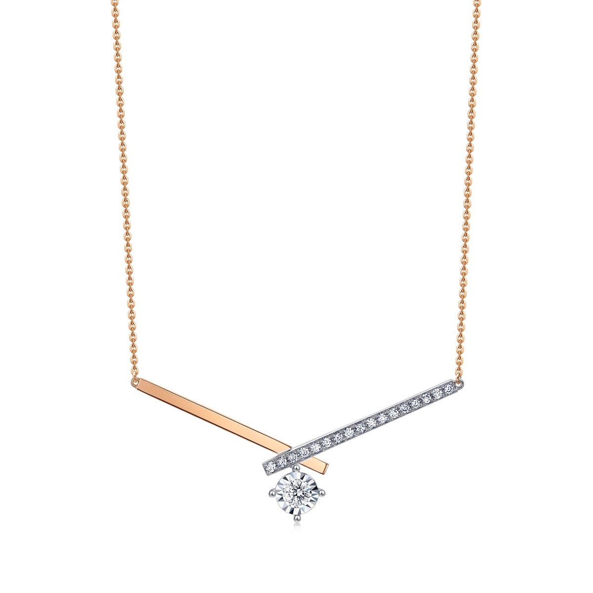 18K White & Red Gold Diamond Necklace