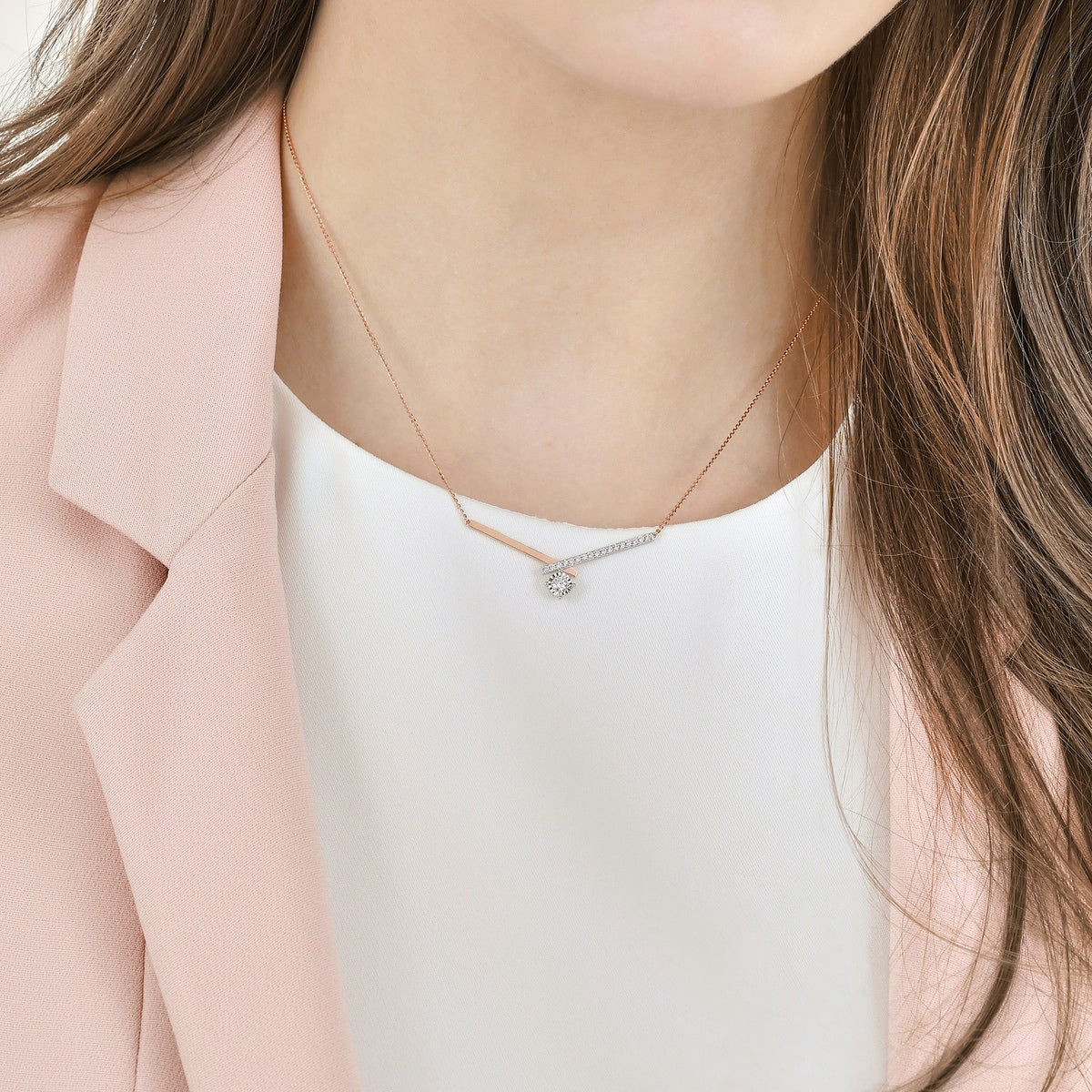 18K White & Red Gold Diamond Necklace