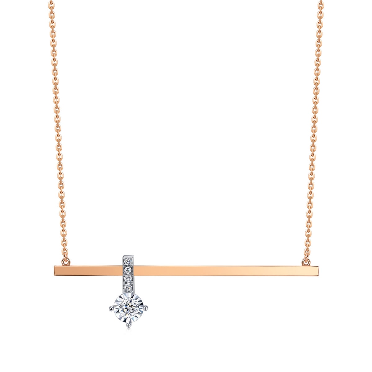 18K White & Red Gold Diamond Necklace