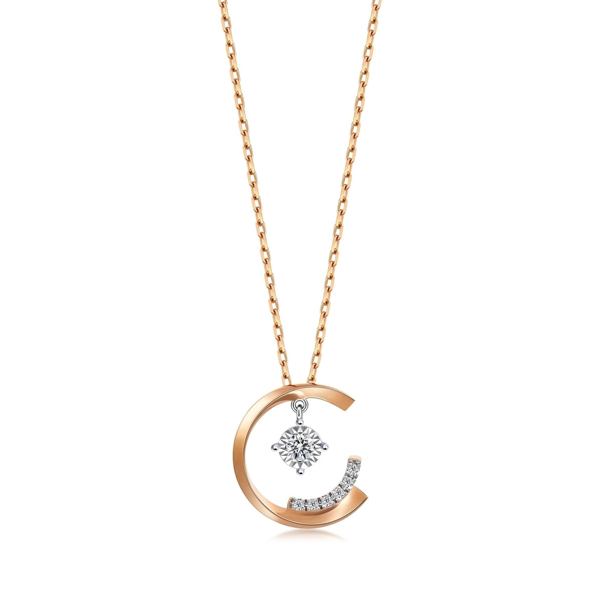 18K White & Red Gold Diamond Necklace