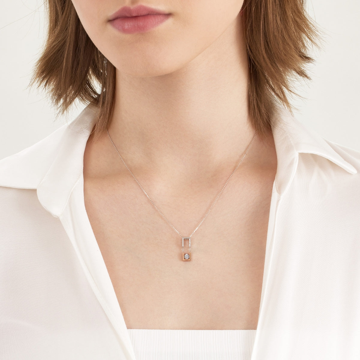 18K White & Red Gold Diamond Necklace