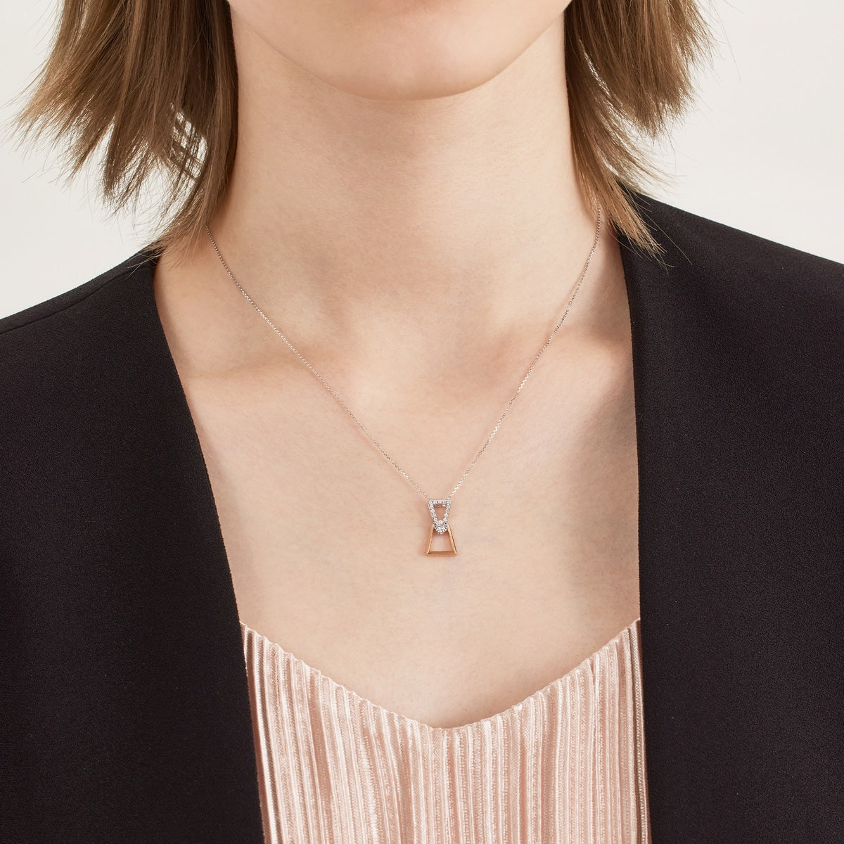 18K White & Red Gold Diamond Necklace