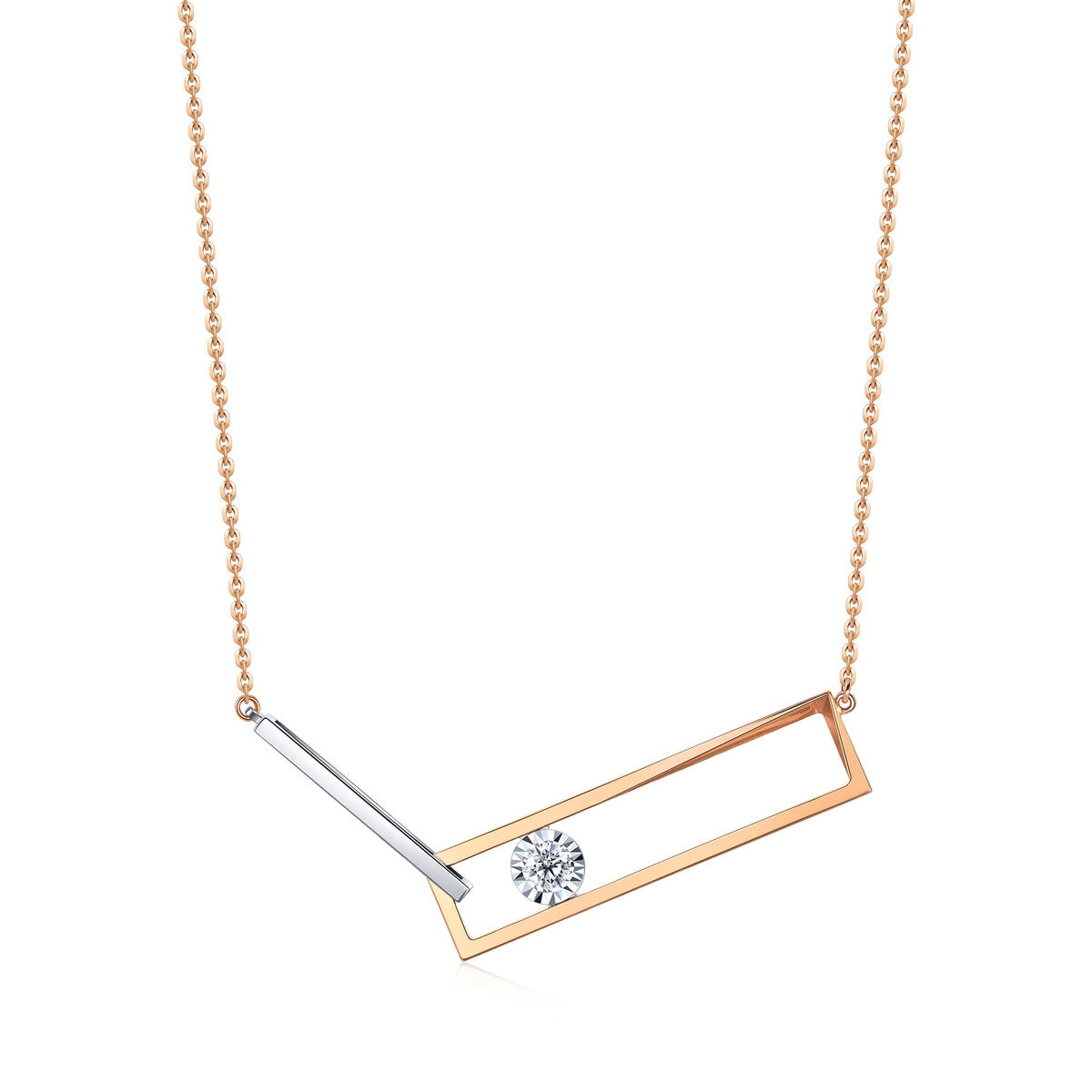 18K White & Red Gold Diamond Necklace