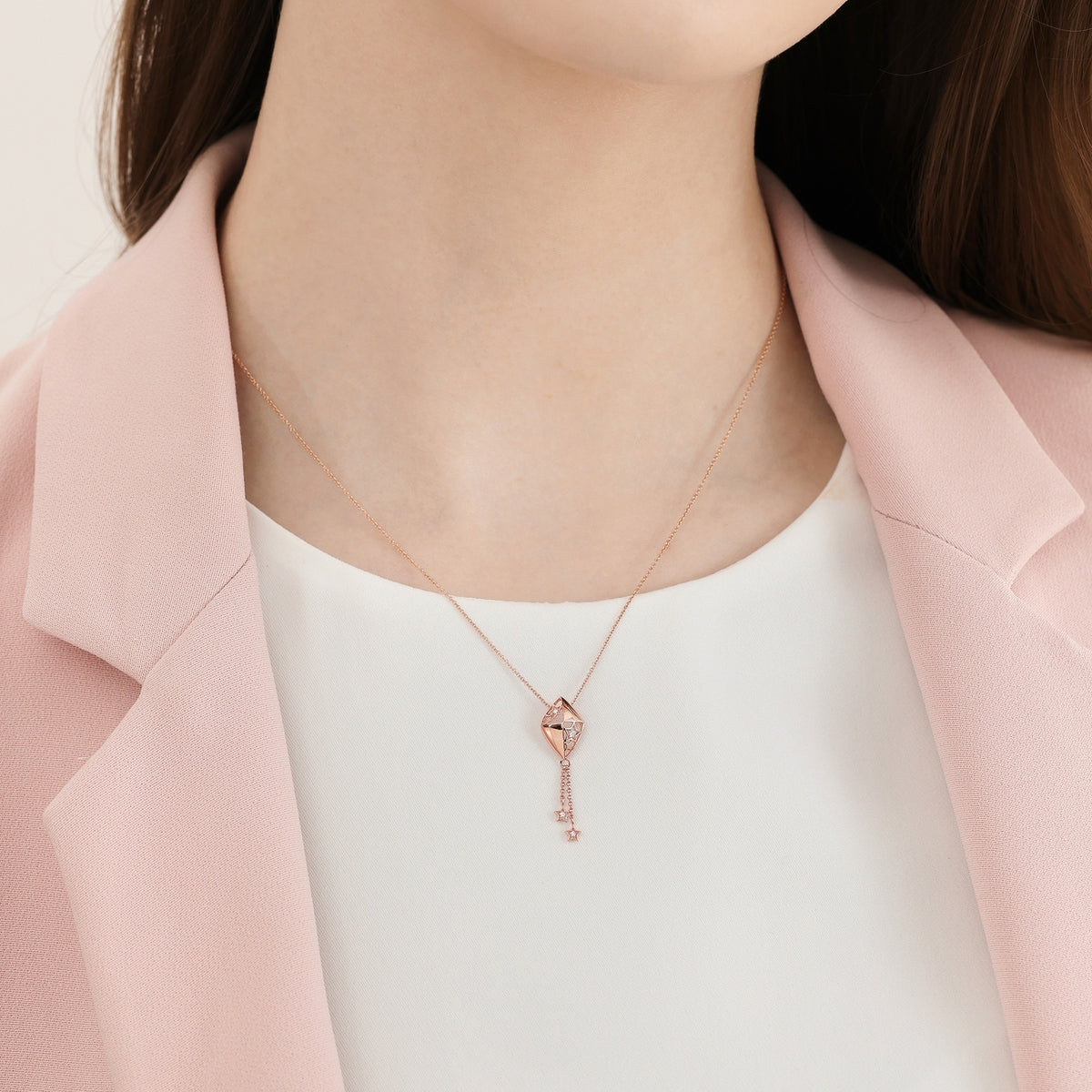 18K Rose Gold Diamond Necklace