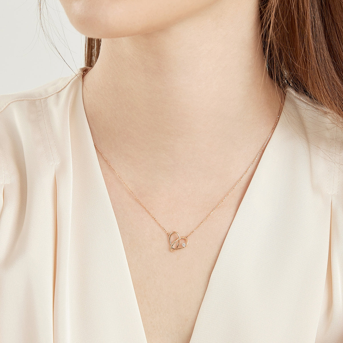 Love Knot' 18K Rose Gold Diamond Necklace