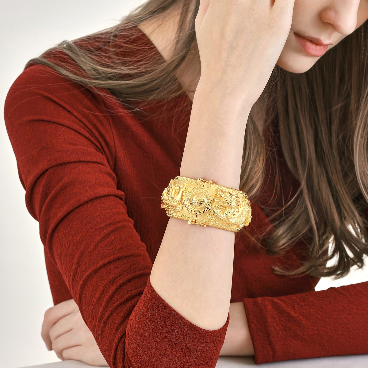 Dragon & Phoenix' 999.9 Gold Bangle