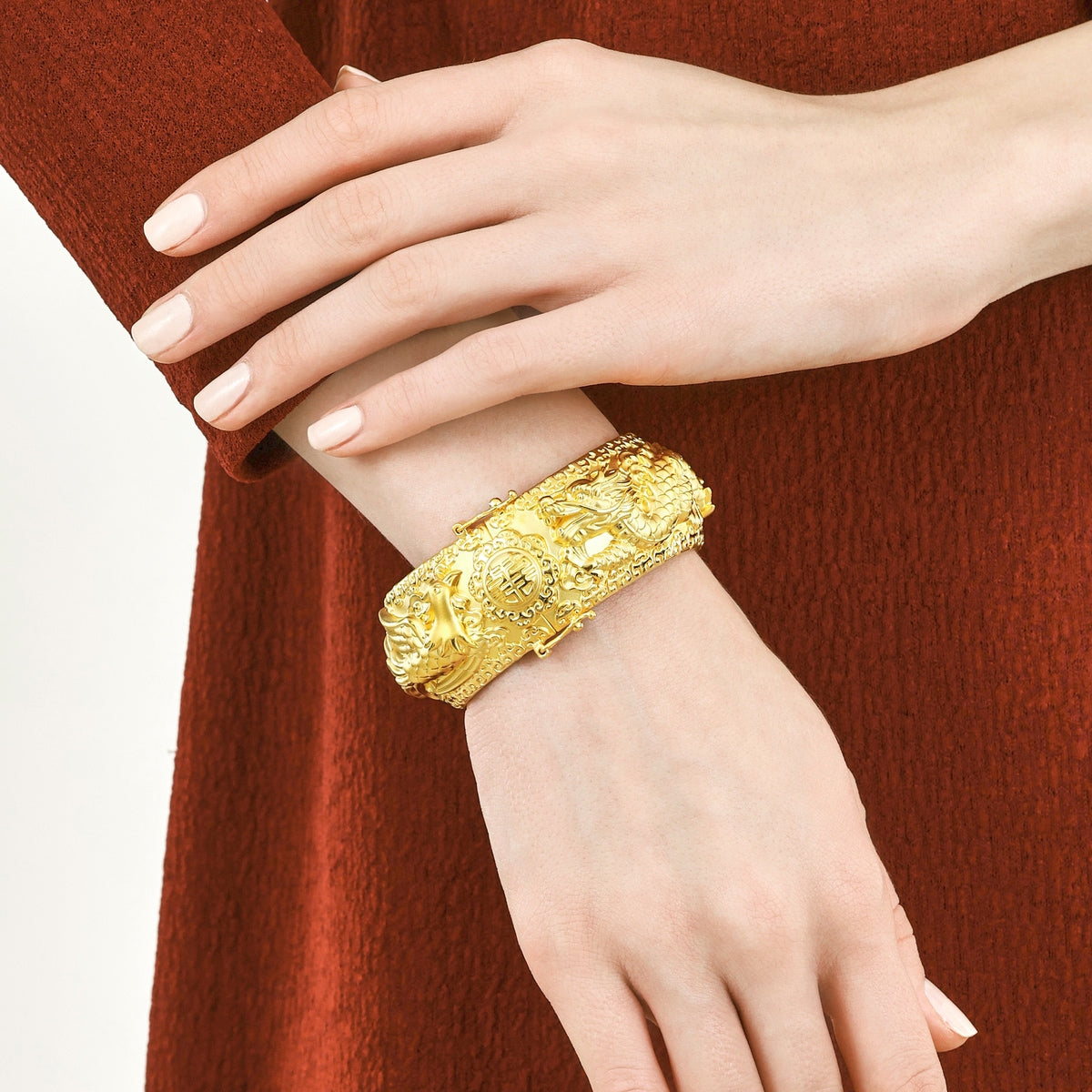 Dragon & Phoenix' 999.9 Gold Bangle