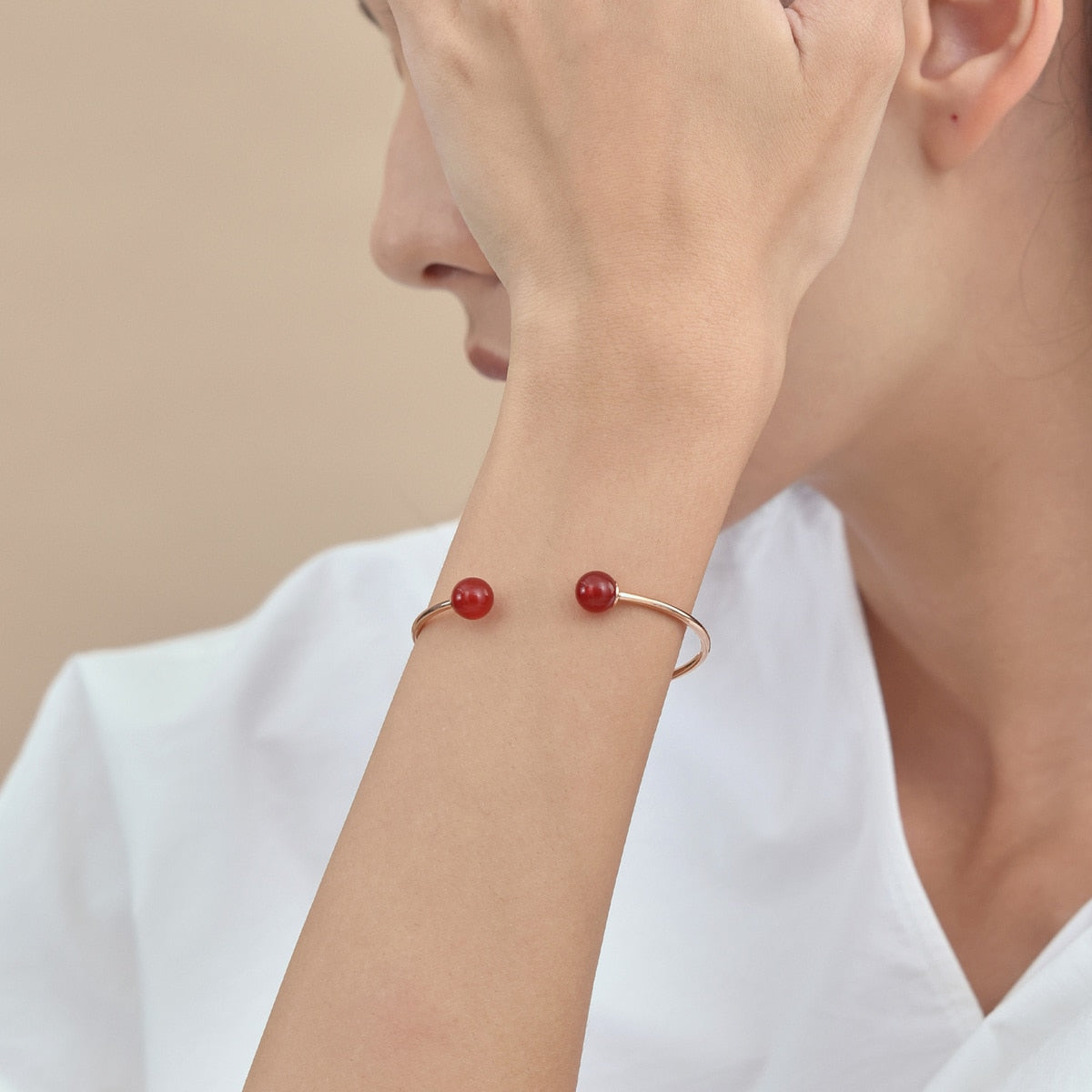 Cosmos' 18K Rose Gold Chalcedony Bangle