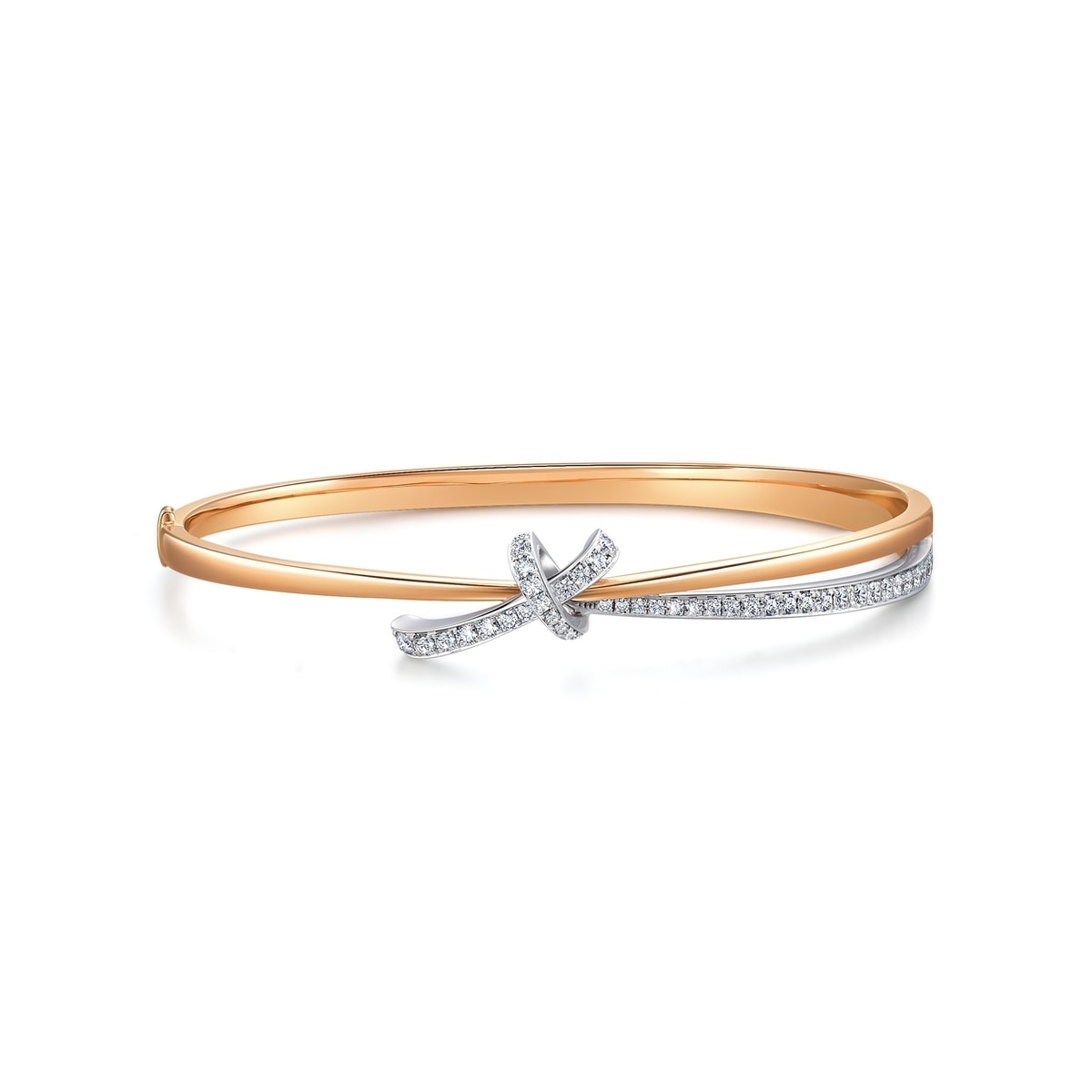 Love Knot' 18K White & Red Gold Diamond Bangle