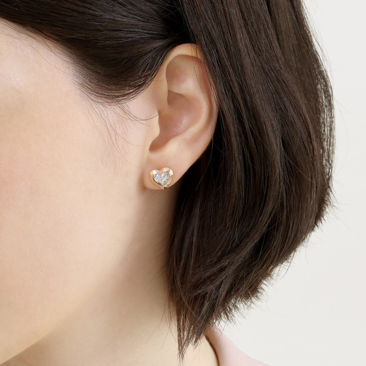 18K White & Red Gold Diamond Single Earring