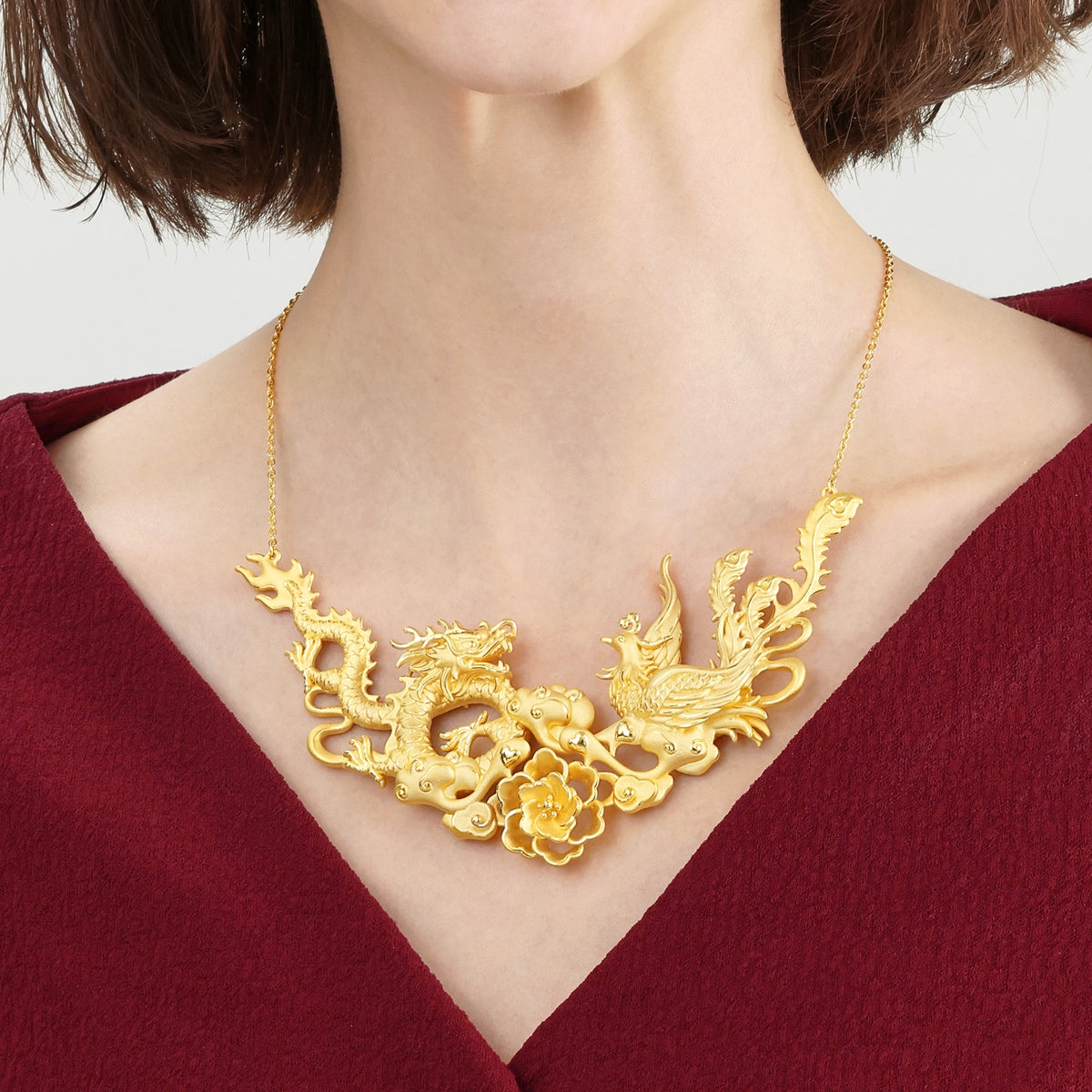 Dragon & Phoenix' 999 Gold Necklace