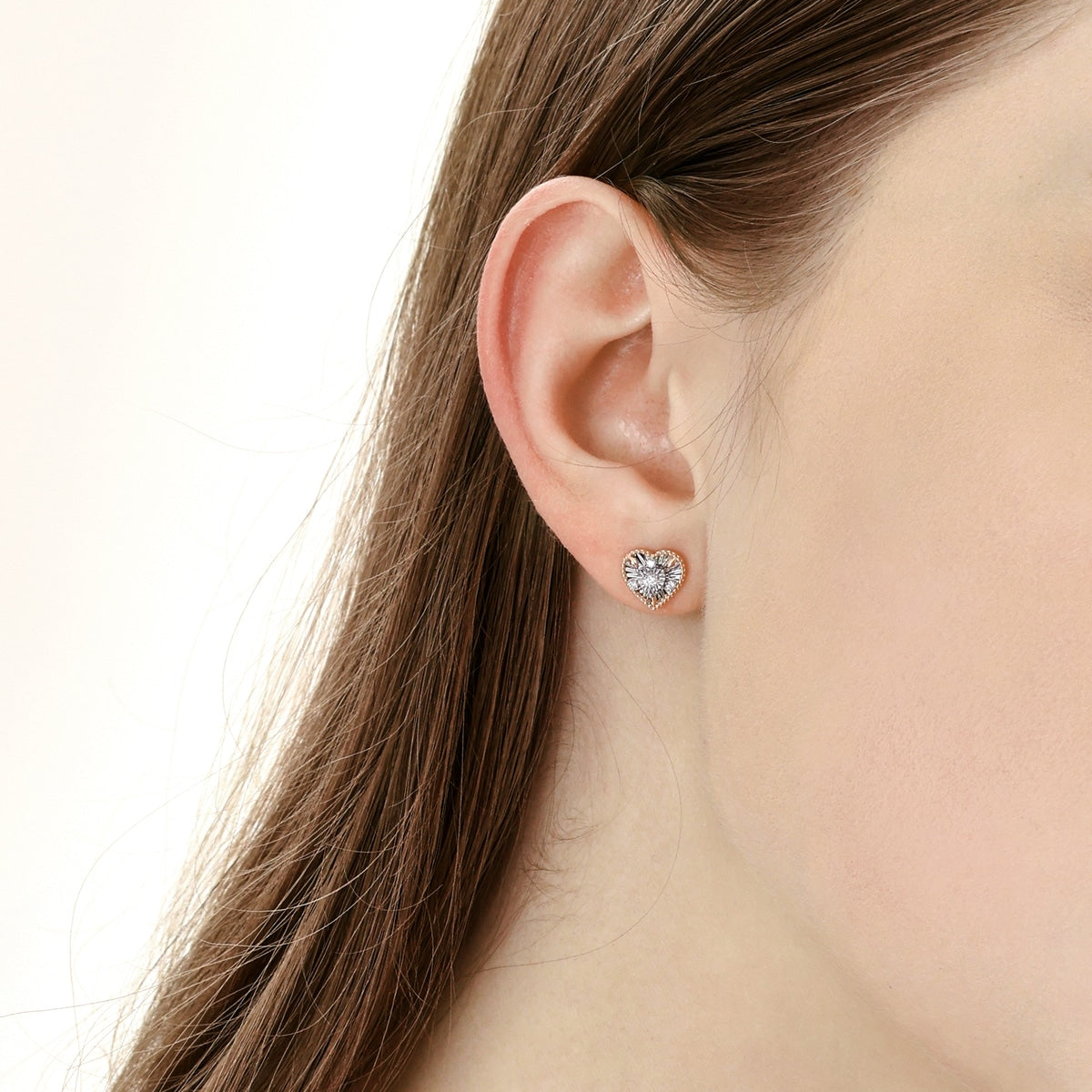 Fantasy' 18K White & Red Gold Diamond Heart Earrings