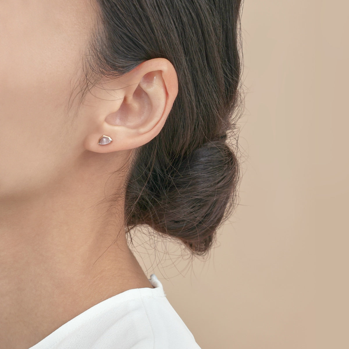 Harmony'18K Rose Gold Pink Mother of Pearl Single Earring
