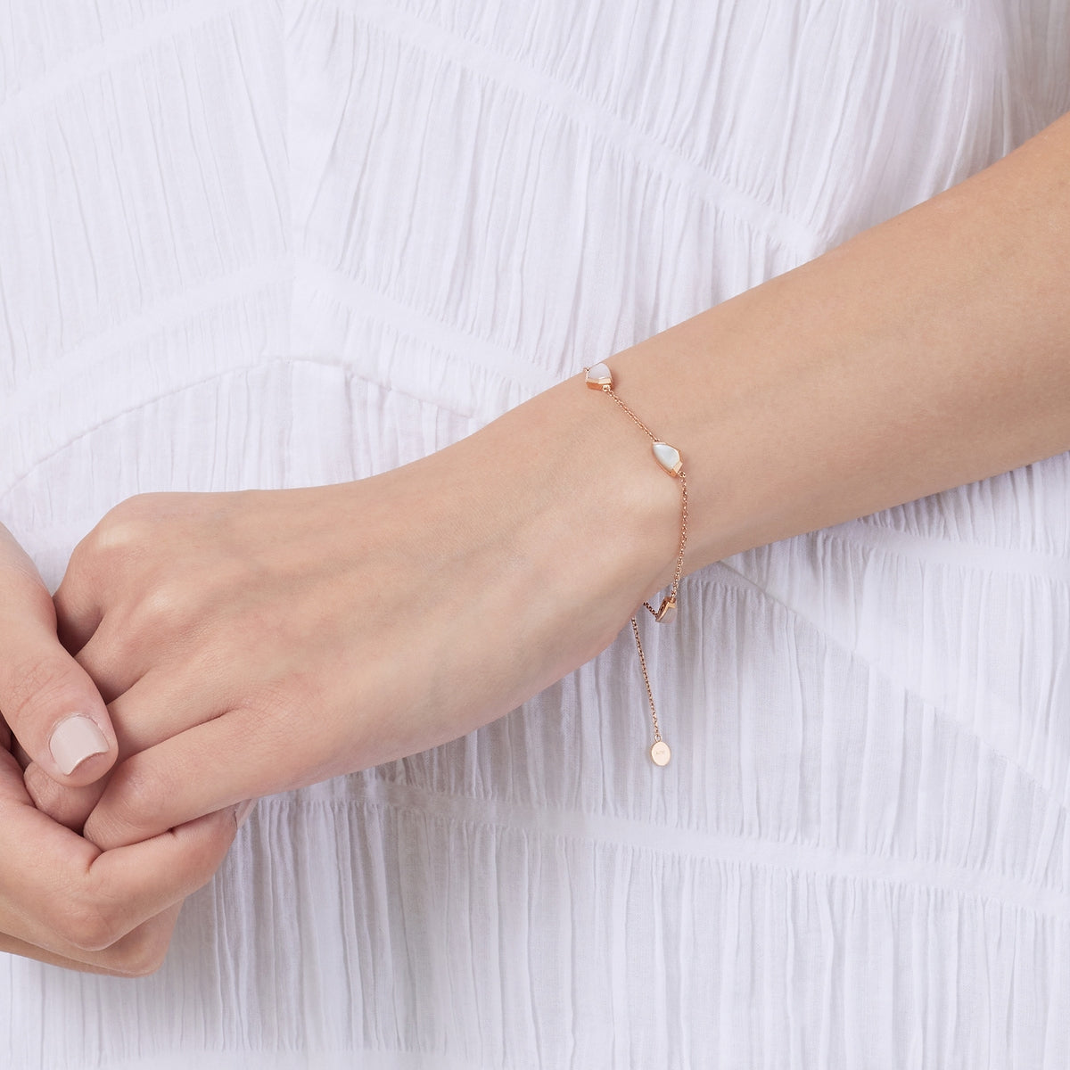 Harmony' 18K Rose Gold Pink Mother of Pearl Bracelet