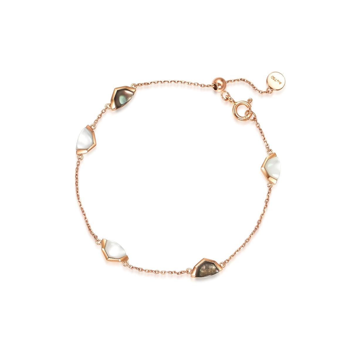 Harmony' 18K Rose Gold White Mother of Pearl Bracelet