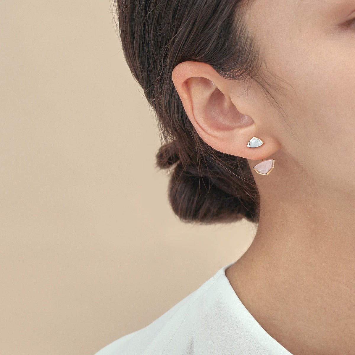 Harmony'18K Rose Gold Pink Mother of Pearl Single Earring