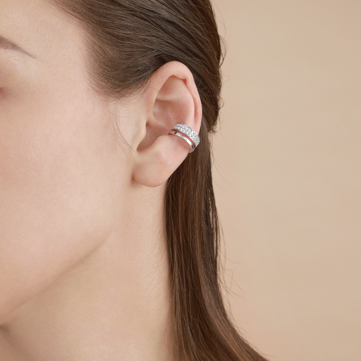 Timeless'18K White Gold Diamond Single Ear Cuff