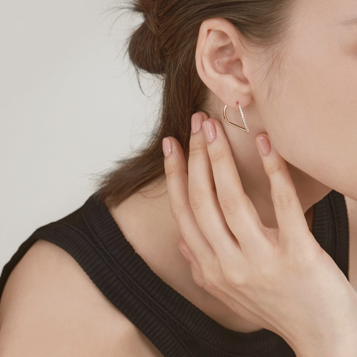 Form' 18K Rose Gold Diamond Earrings