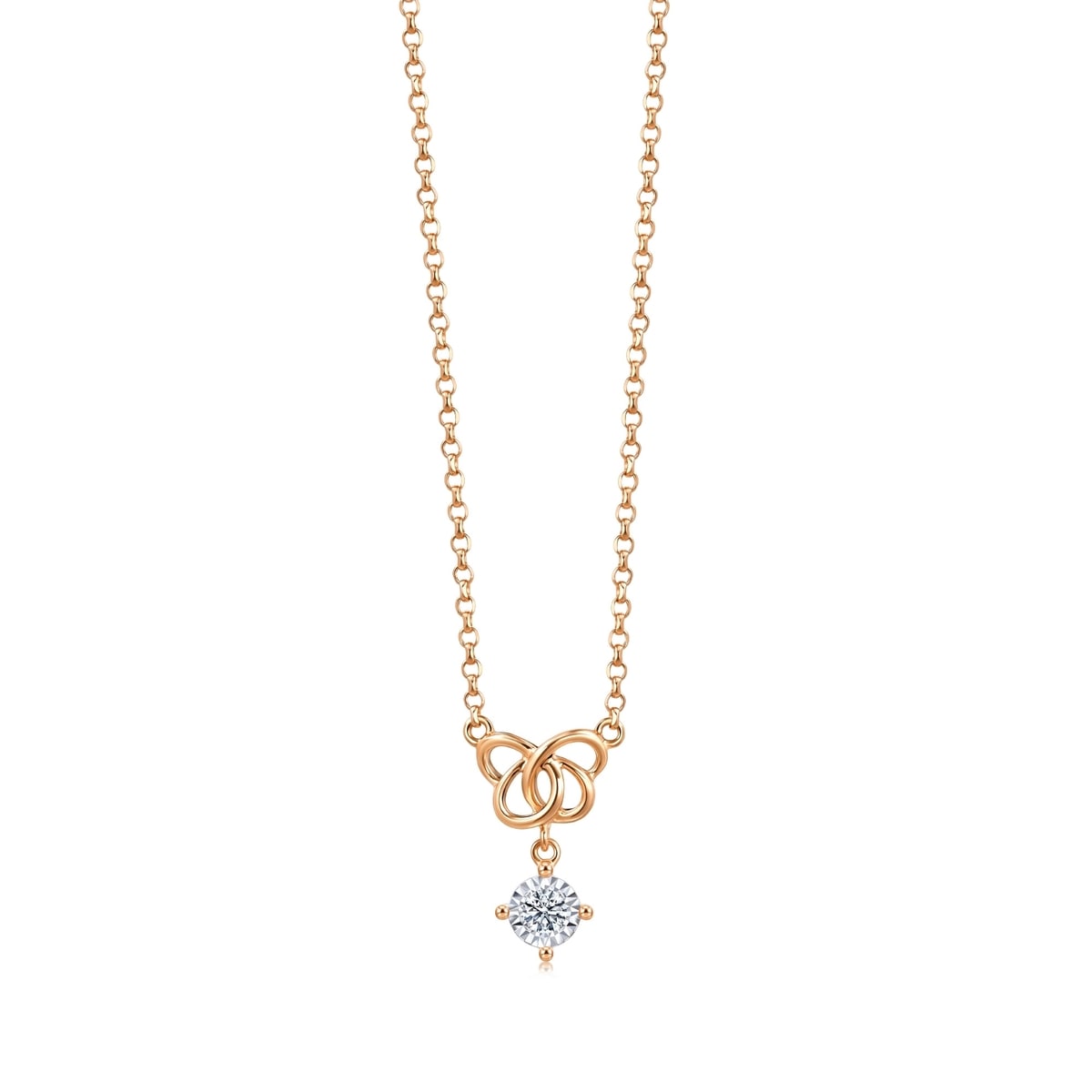Love Knot' 18K White & Red Gold Diamond Necklace