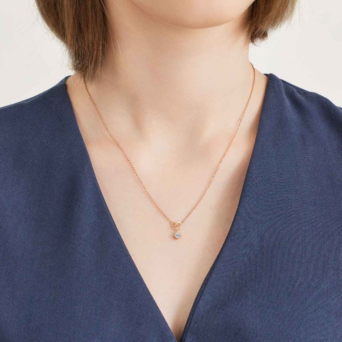Love Knot' 18K White & Red Gold Diamond Necklace