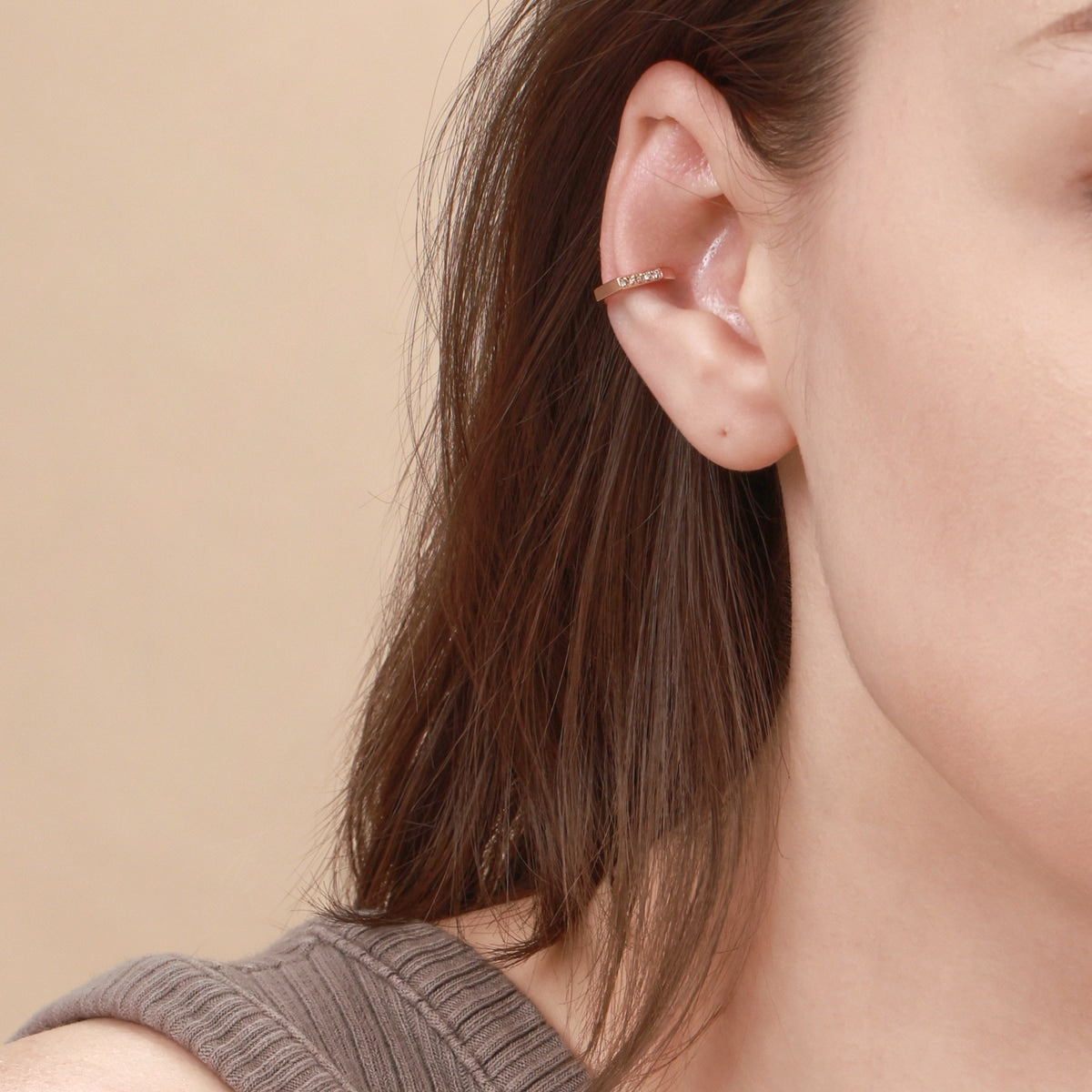 M' 18K Red Gold Diamond Single Ear Cuff
