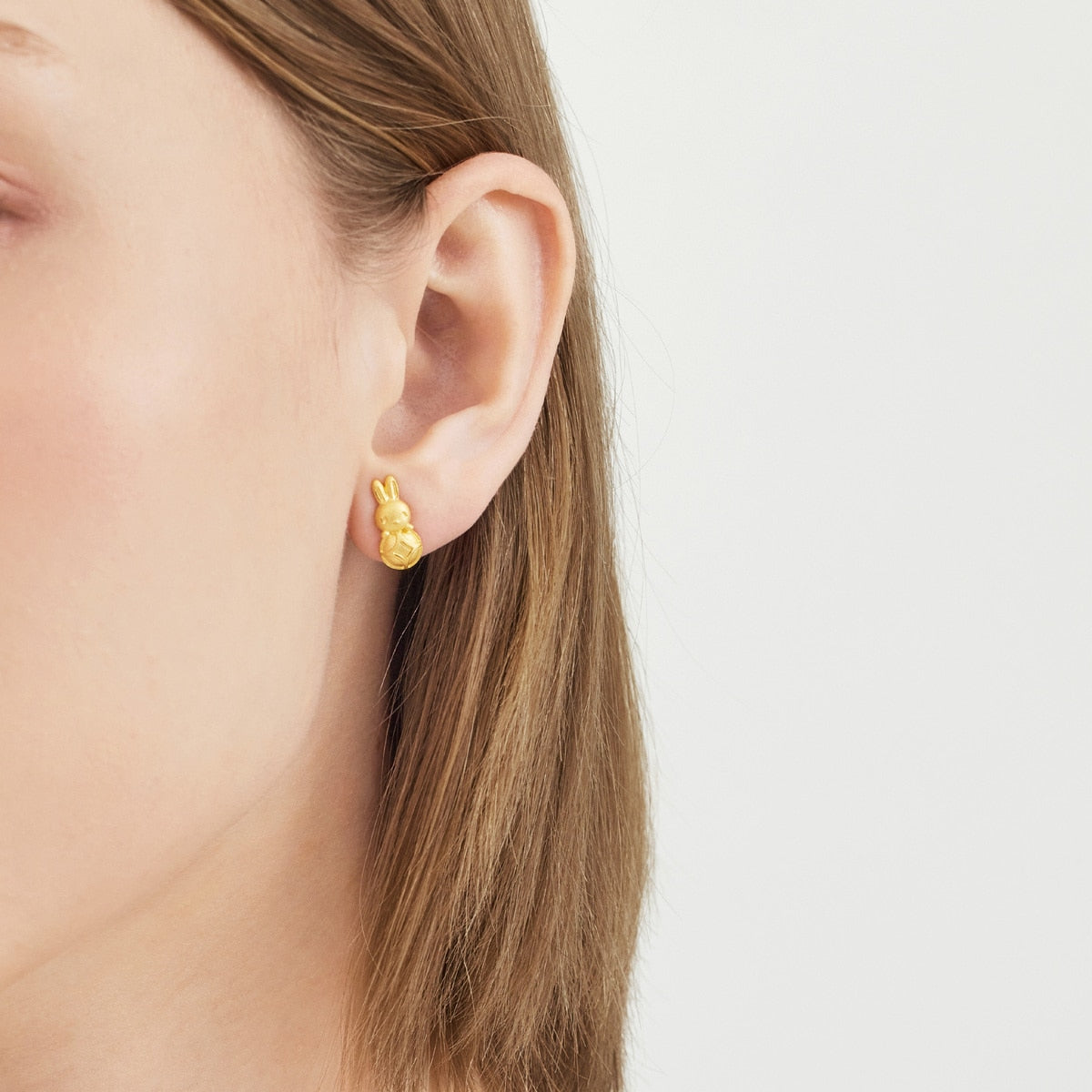 New Year & Chinese Zodiac' 999.9 Gold Rabbit Single Earring