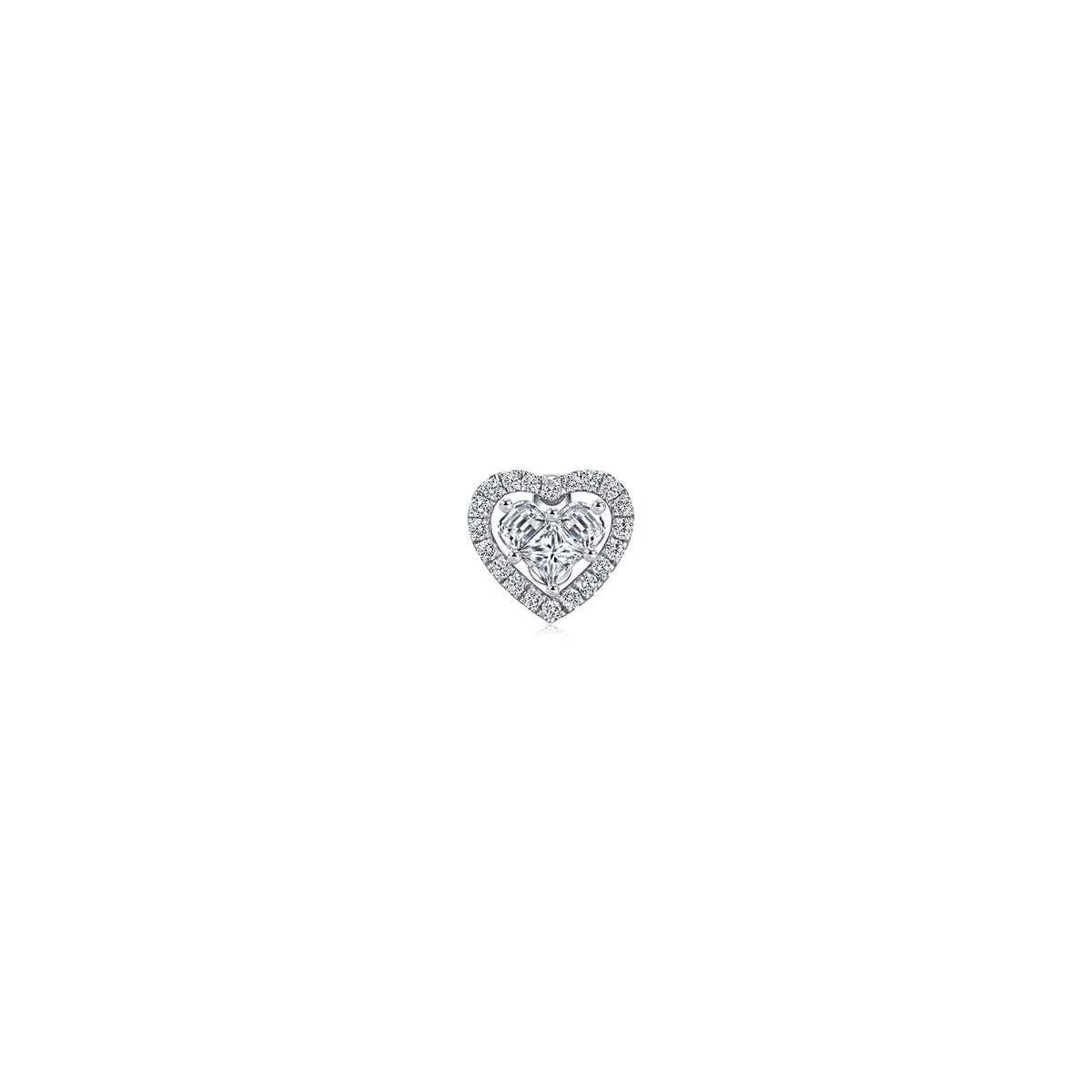 18K White Gold Diamond Heart Single Earring
