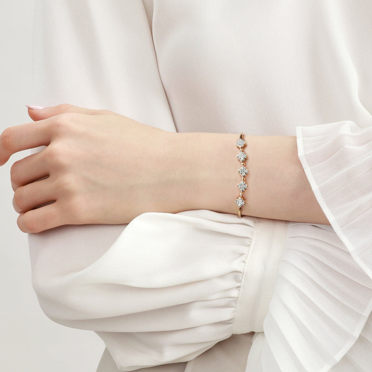 Fantasy' 18K White & Red Gold Diamond Bangle