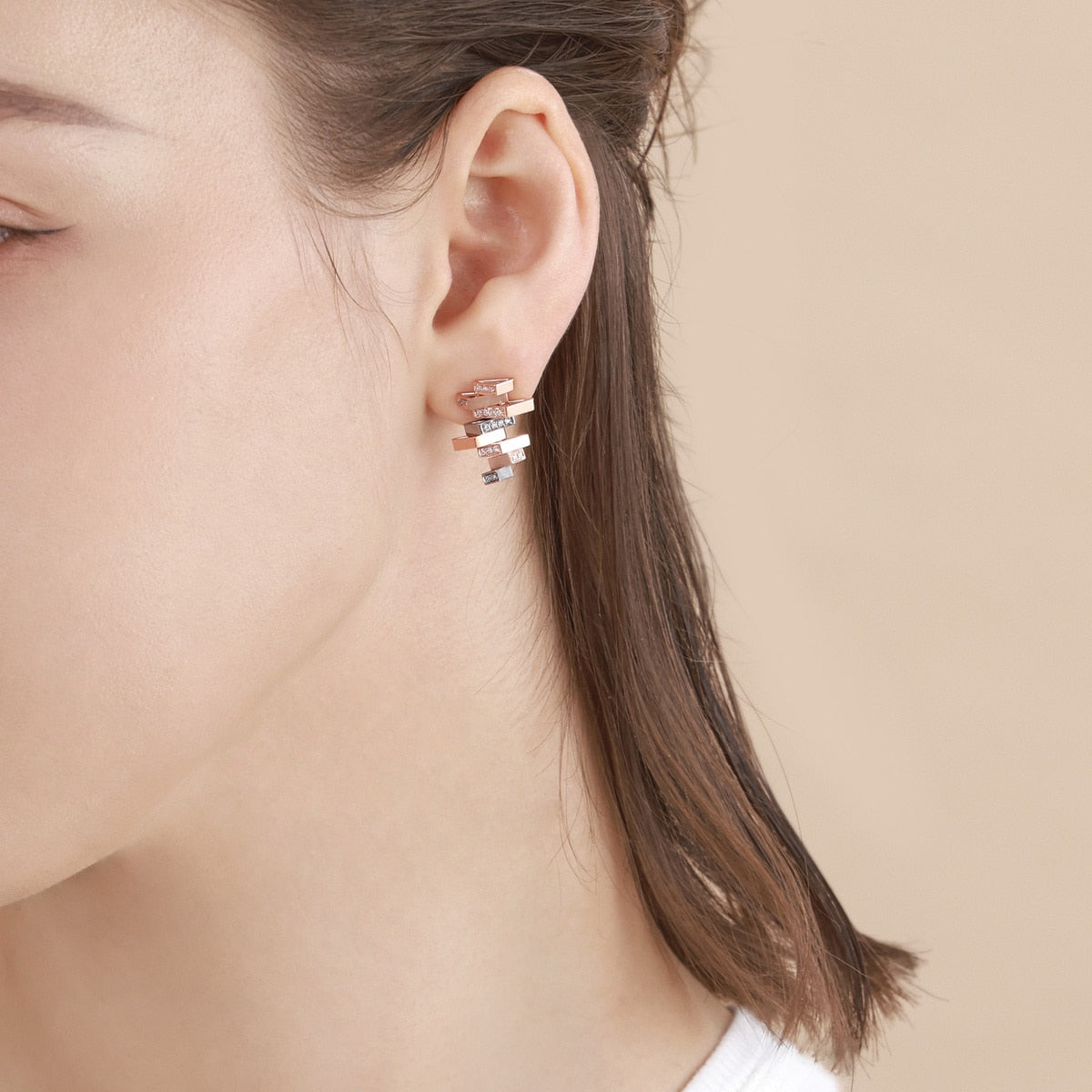 M' 18K Red & Black Gold Diamond Mistmatched Earrings