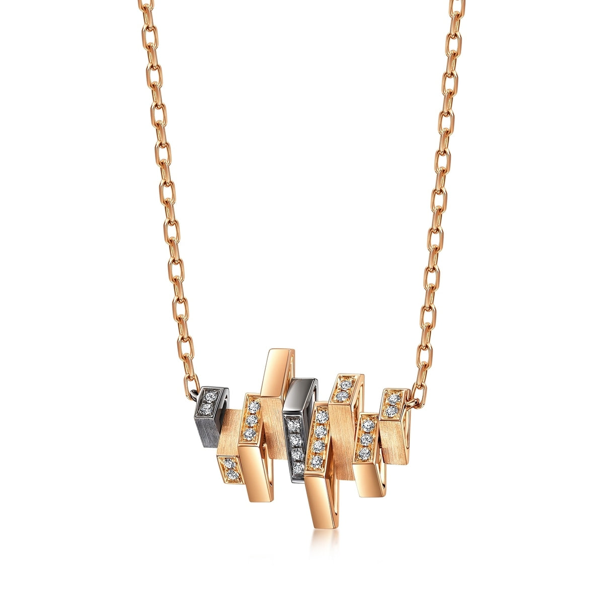 M' 18K Red & Black Gold Diamond Necklace