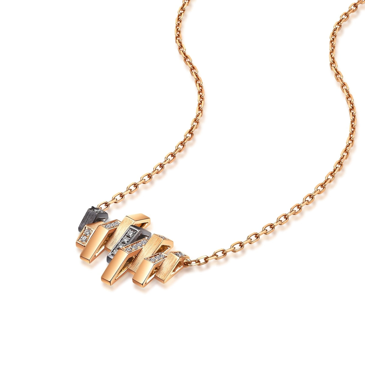 M' 18K Red & Black Gold Diamond Necklace