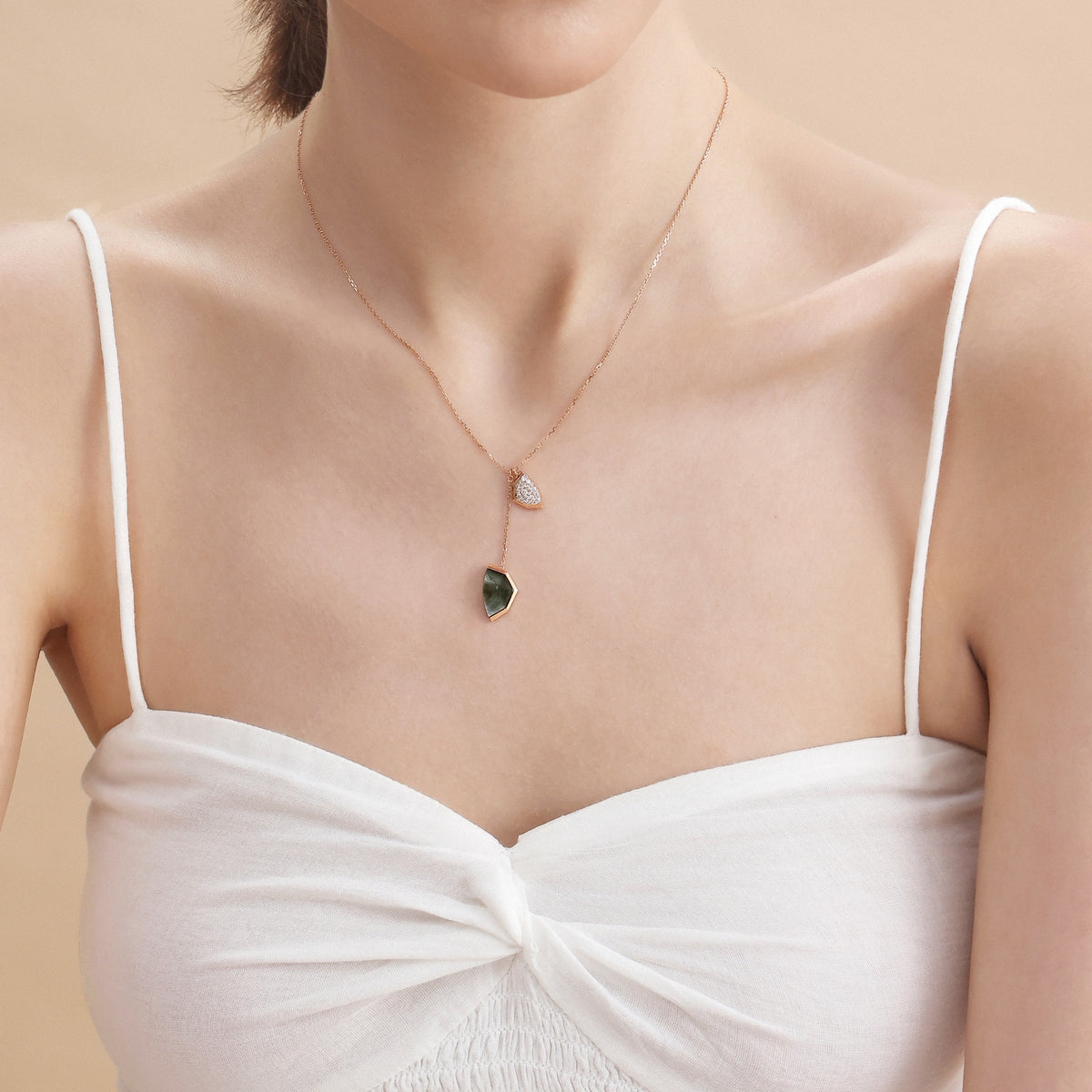 Harmony' 18K Rose Gold Diamond Necklace