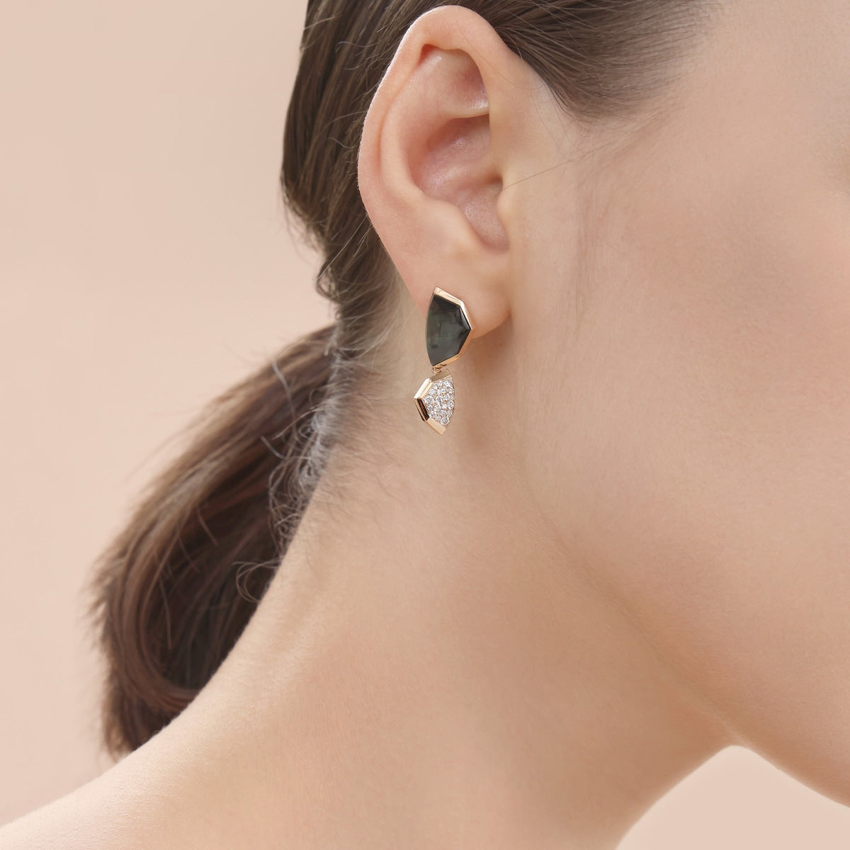 Harmony' 18K Rose Gold Diamond Mistmatched Earrings