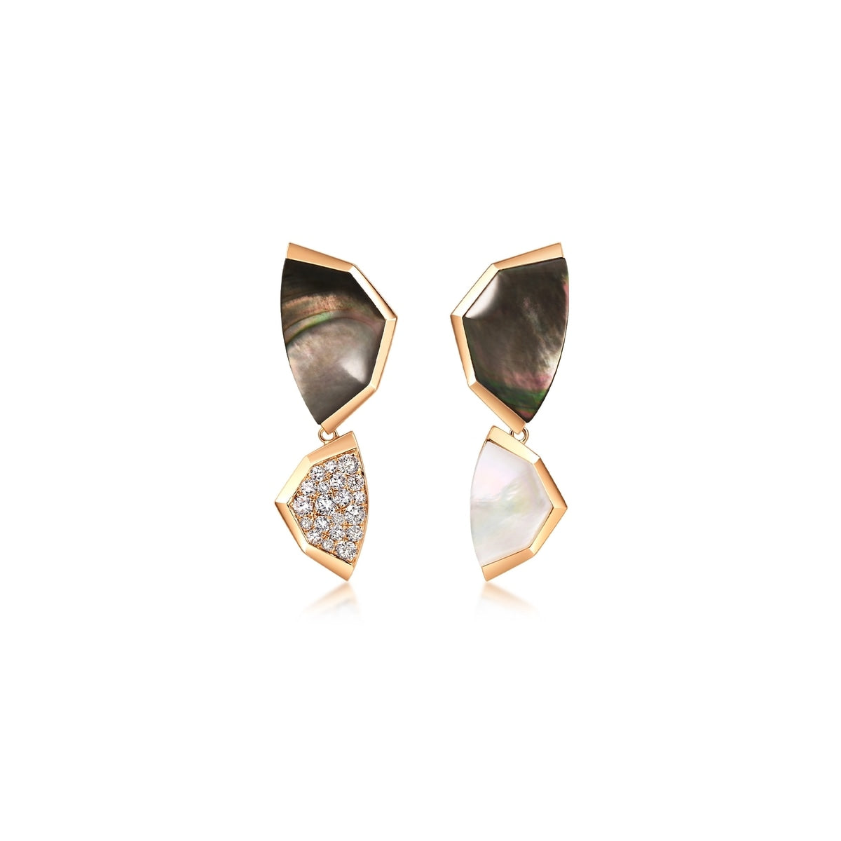 Harmony' 18K Rose Gold Diamond Mistmatched Earrings