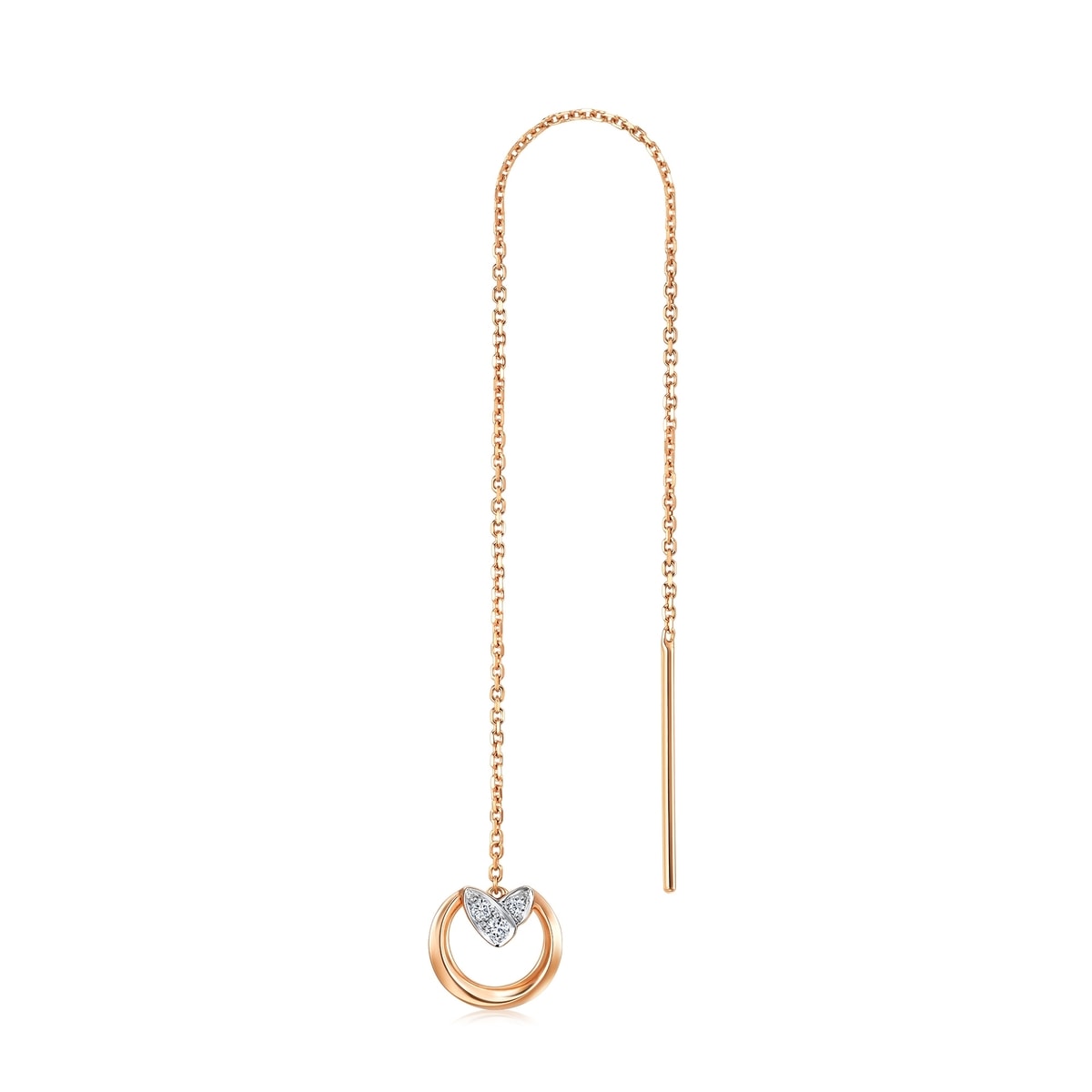 Seedling' 18K White & Red Gold Diamond Single Earring