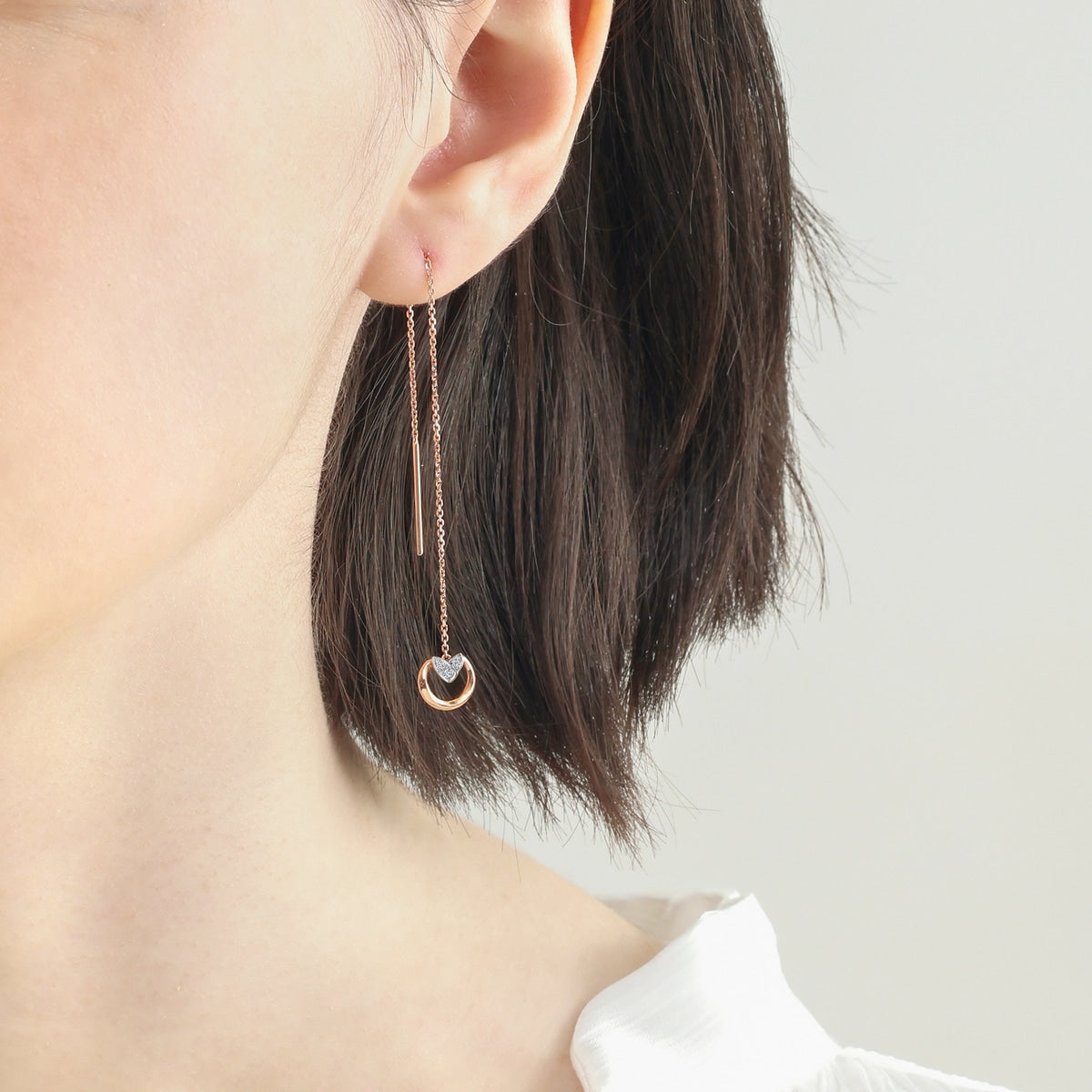 Seedling' 18K White & Red Gold Diamond Single Earring